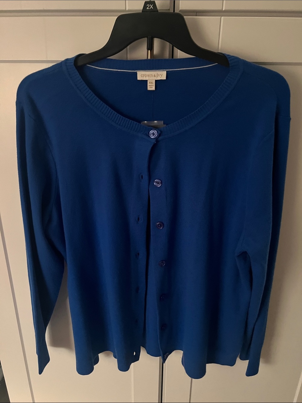 crown & ivy Women's Cobalt Blue Button Cardigan
